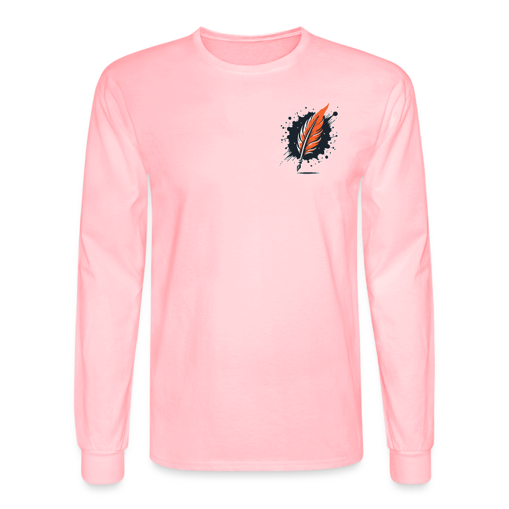 Men's Plain Long Sleeve Shirt with Logo - pink