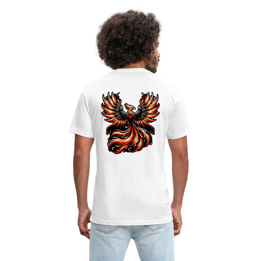 Phoenix Graphic Unisex Fitted Cotton/Poly T-Shirt with Logo - white