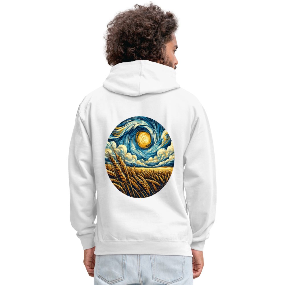 Wheat Field Graphic Unisex Contrast Hoodie with Logo - white/gray