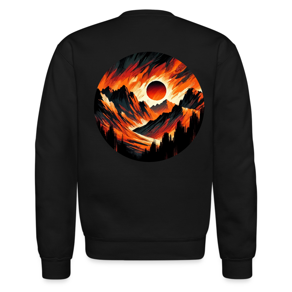 Orange and Black Mountain Range Crewneck Sweatshirt with Logo - black