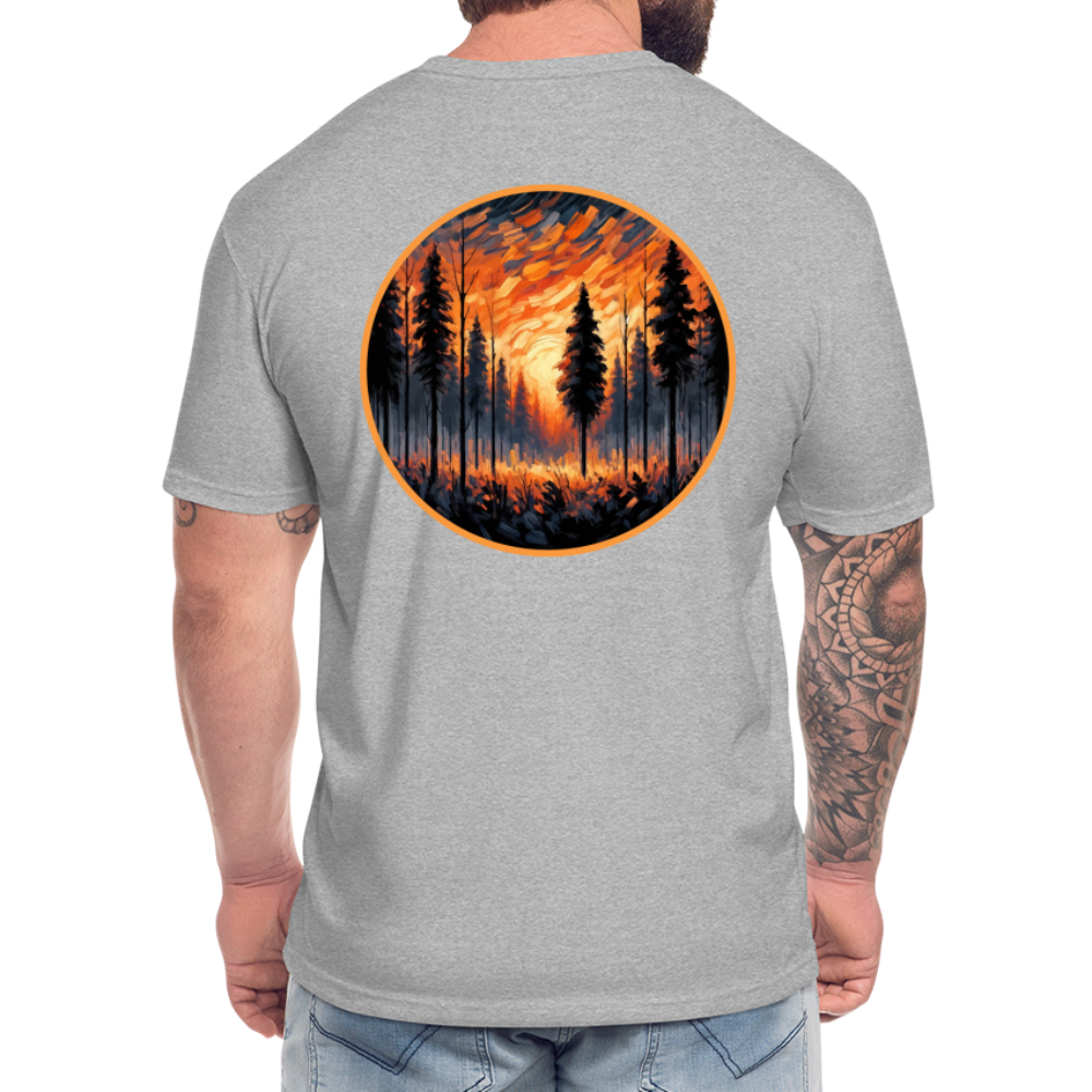 Orange Forest Sunset Graphic Unisex Fitted Cotton/Poly T-Shirt with Logo - heather gray