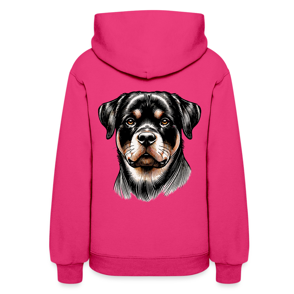 Women's Fine Line Rottweiler Graphic Hoodie with Logo - fuchsia