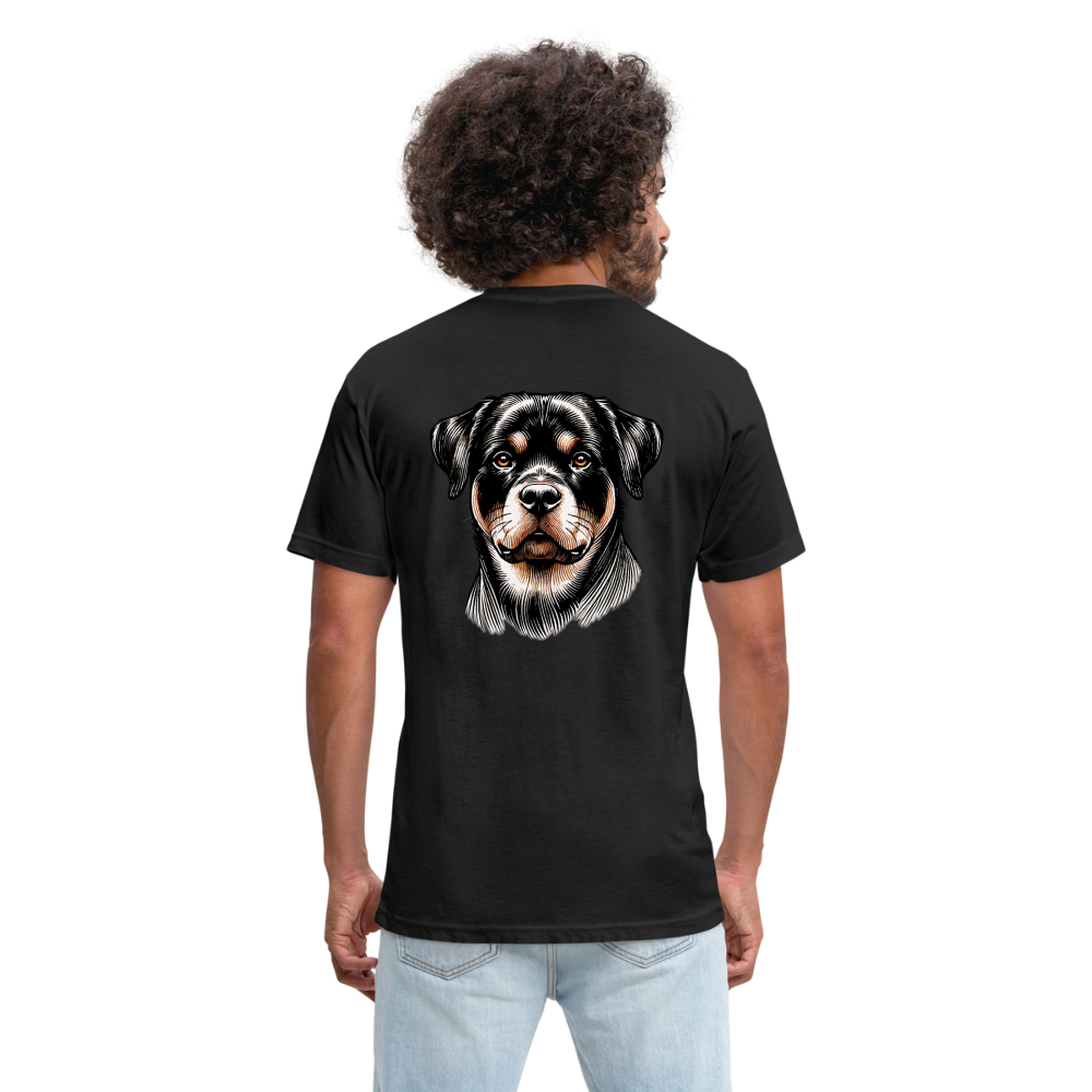 Fine Line Rottweiler Graphic Unisex Fitted Cotton/Poly T-Shirt with Logo - black