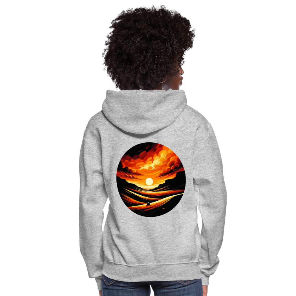 Women's Desert Sunset Graphic Hoodie with Logo - heather gray