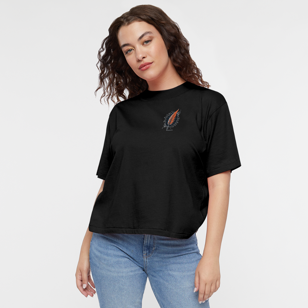 Women's Official Ink and Ember  Yin and Yang Boxy Tee with Logo - black