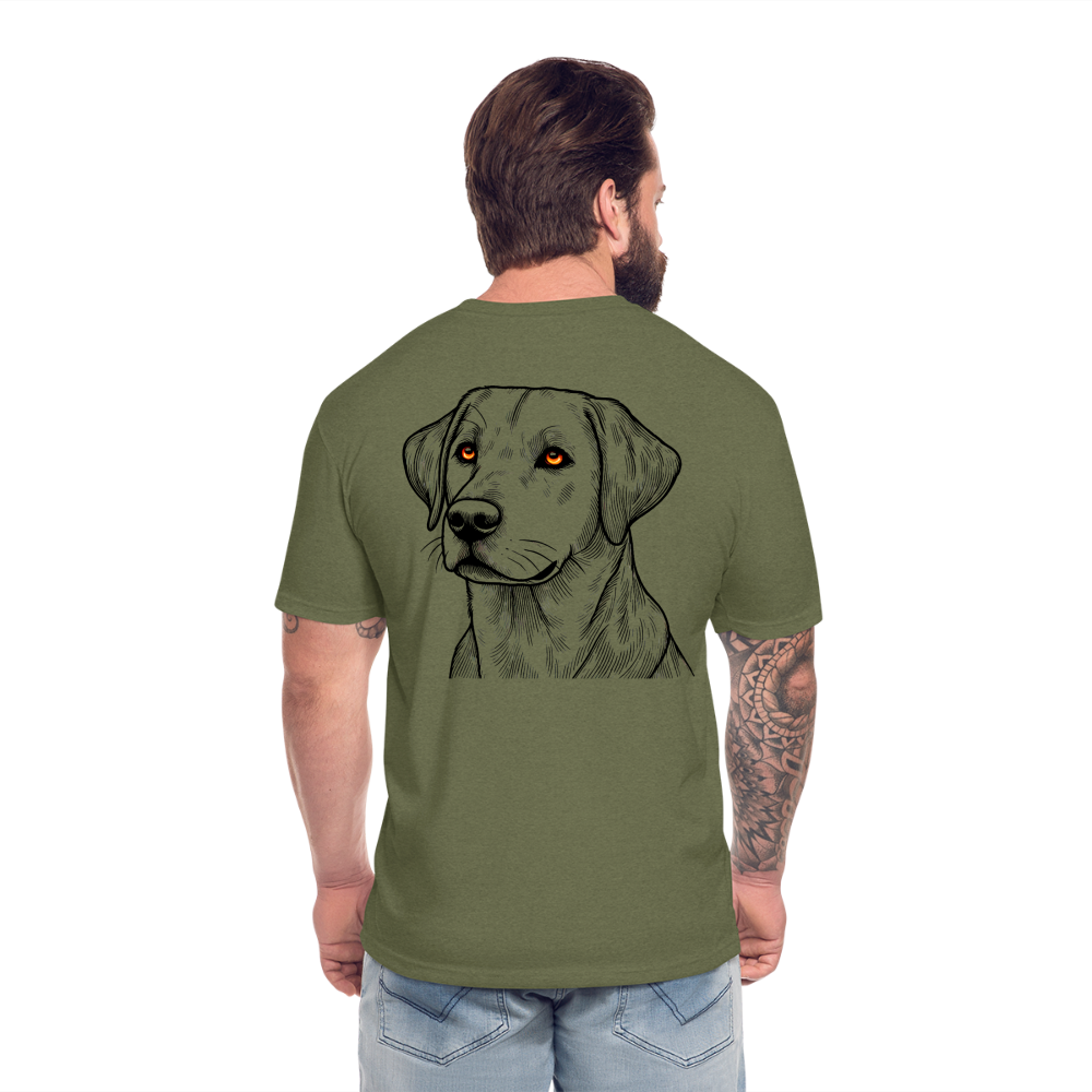 Fine Line Labrador Graphic Unisex Fitted Cotton/Poly T-Shirt with Logo - heather military green