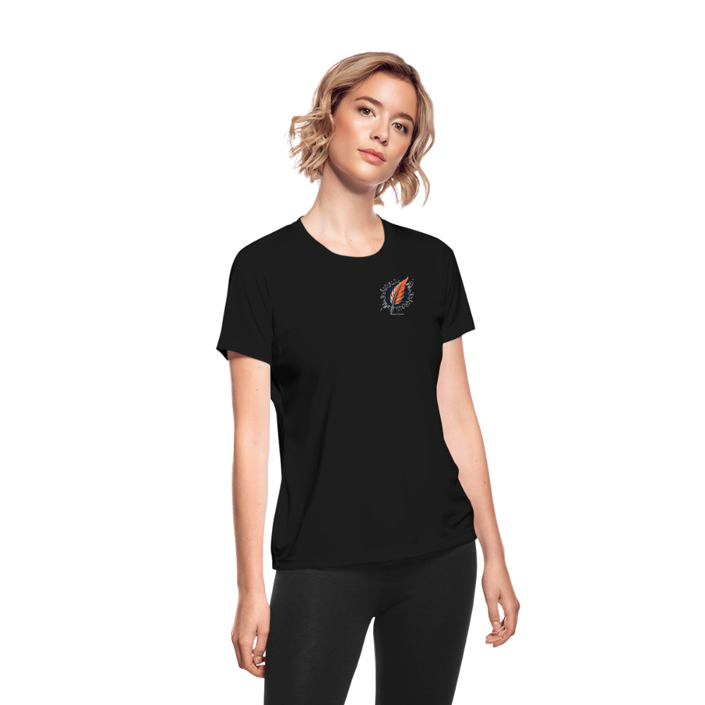 Women's Fine Line Rottweiler Graphic Moisture Wicking Performance T-Shirt with Logo - black