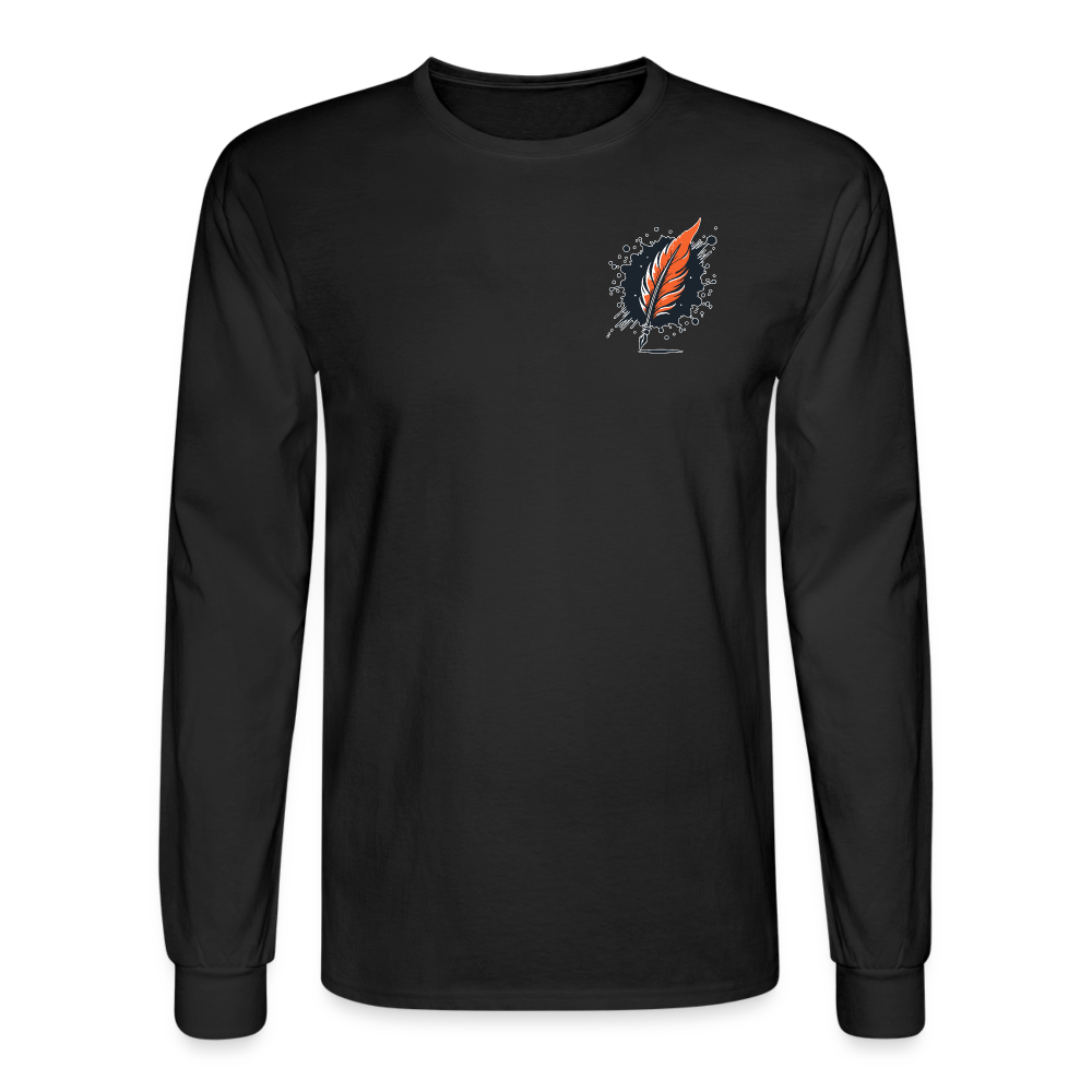 Men's Brushed Orange and Black Mountain Range Graphic Long Sleeve Shirt with Logo - black