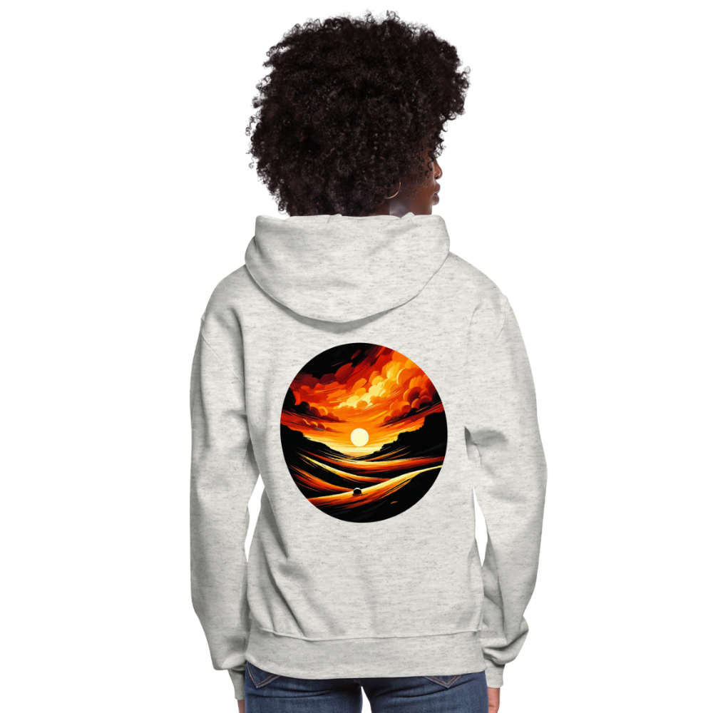 Women's Desert Sunset Graphic Hoodie with Logo - heather oatmeal