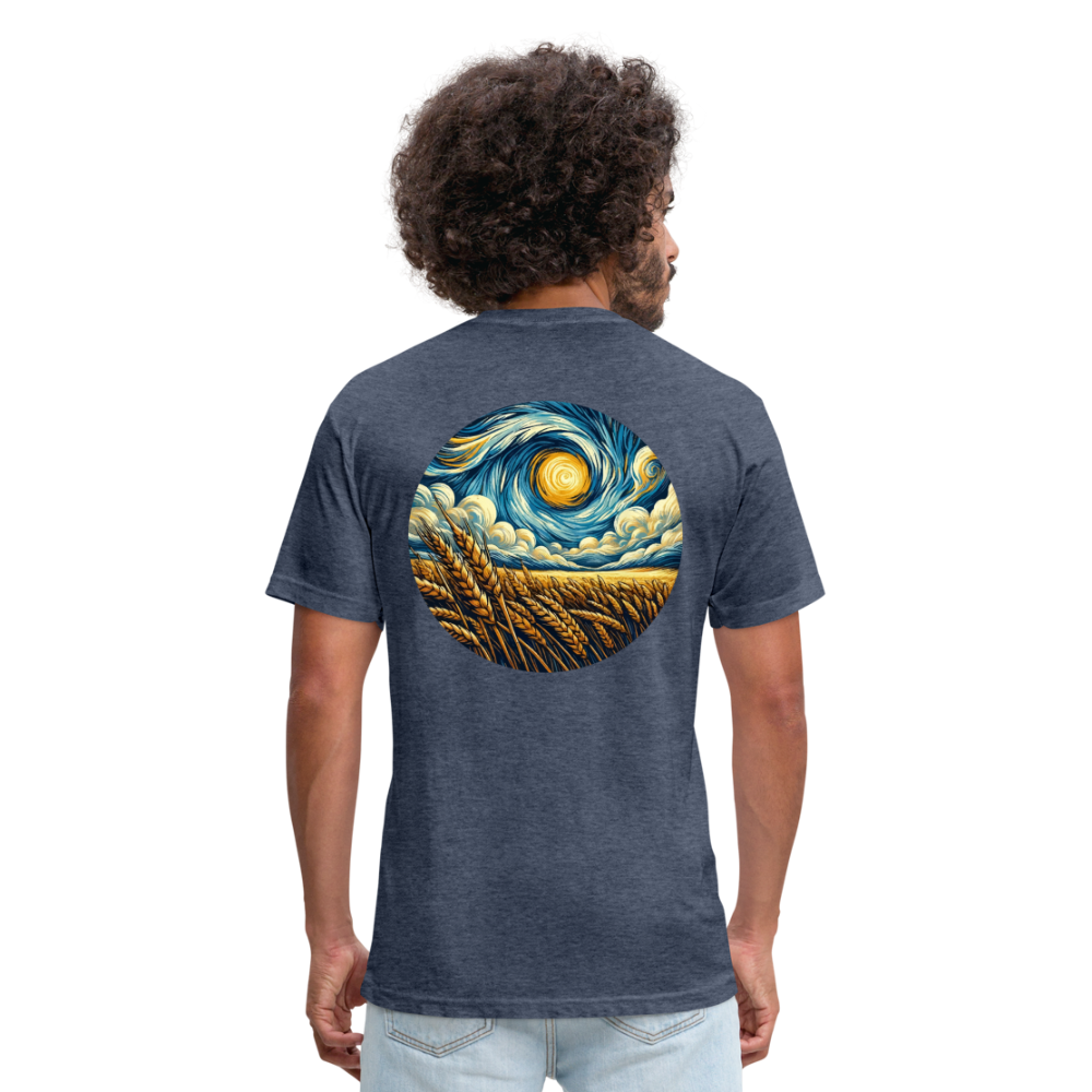 Wheat Field Graphic Unisex Fitted Cotton/Poly T-Shirt with Logo - heather navy