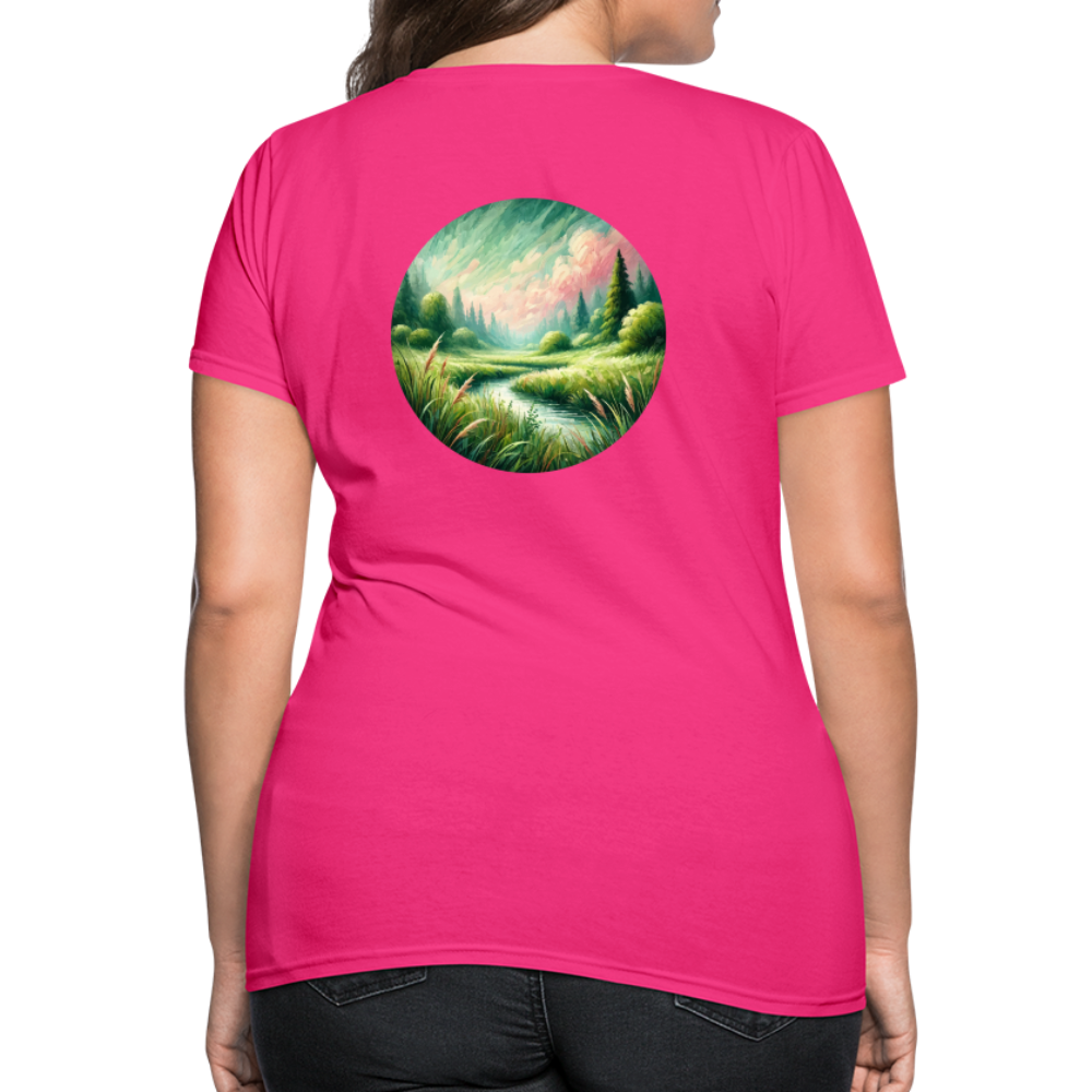 Women's Meadow Graphic T-Shirt with Logo - fuchsia