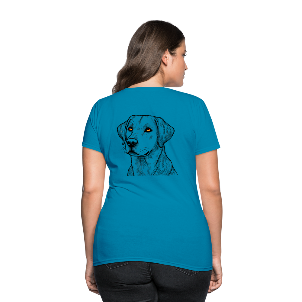 Women's Fine Line Labrador Graphic T-Shirt with Logo - turquoise