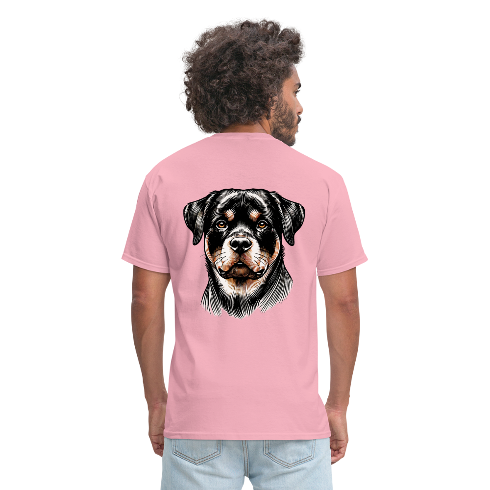 Fine Line Rottweiler Graphic Unisex Classic T-Shirt with Logo - pink