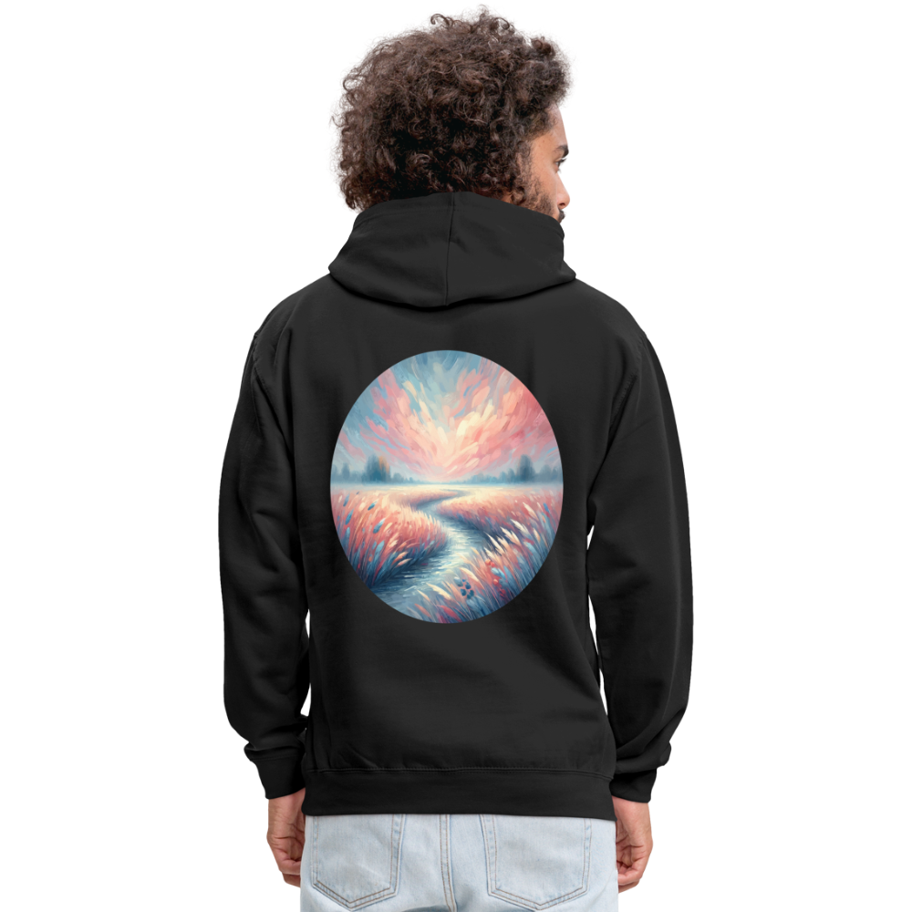 River Meadow Graphic Unisex Contrast Hoodie with Logo - black/asphalt