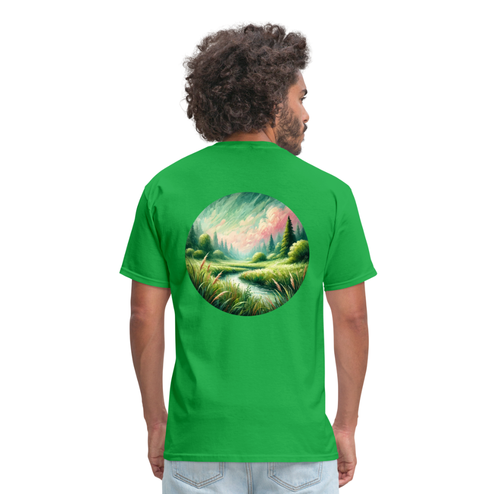 Meadow Graphic Unisex Classic T-Shirt with Logo - bright green