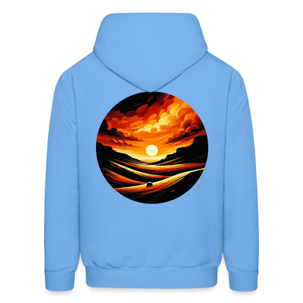 Men's Desert Sunset Graphic Hoodie with Logo - carolina blue