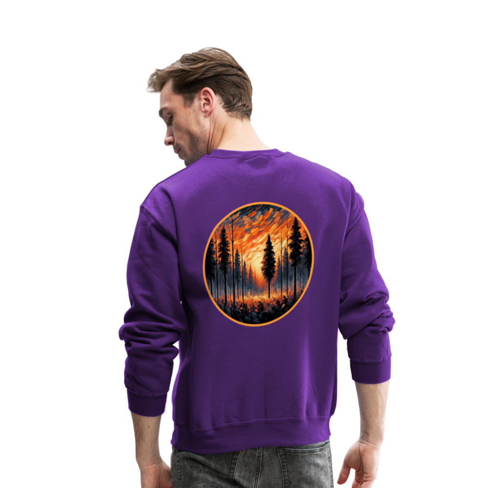 Orange Forest Sunset Crewneck Sweatshirt with Logo - purple