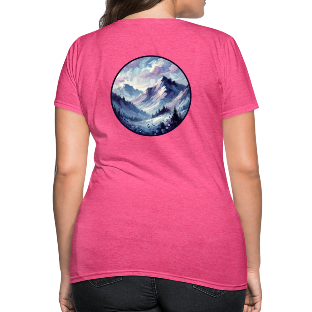 Women's Lavender Blue Mountain Range T-Shirt with Logo - heather pink