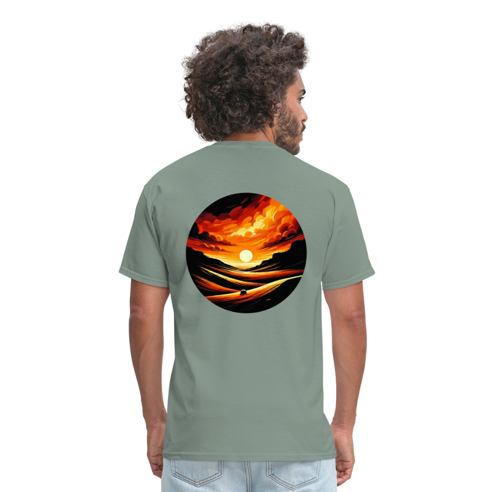 Desert Sunset Graphic Unisex Classic T-Shirt with Logo - sage