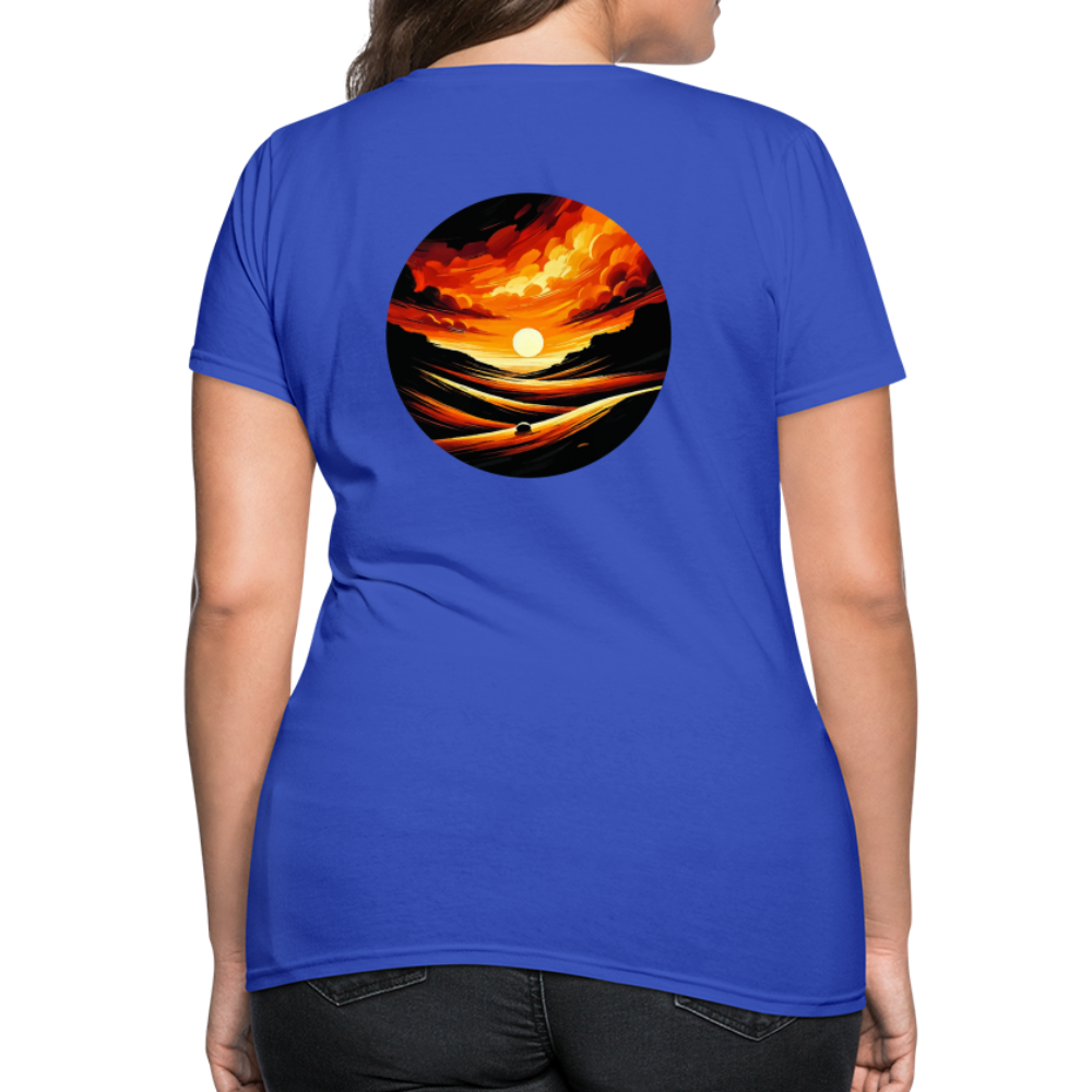 Women's Desert Sunset Graphic T-Shirt with Logo - royal blue