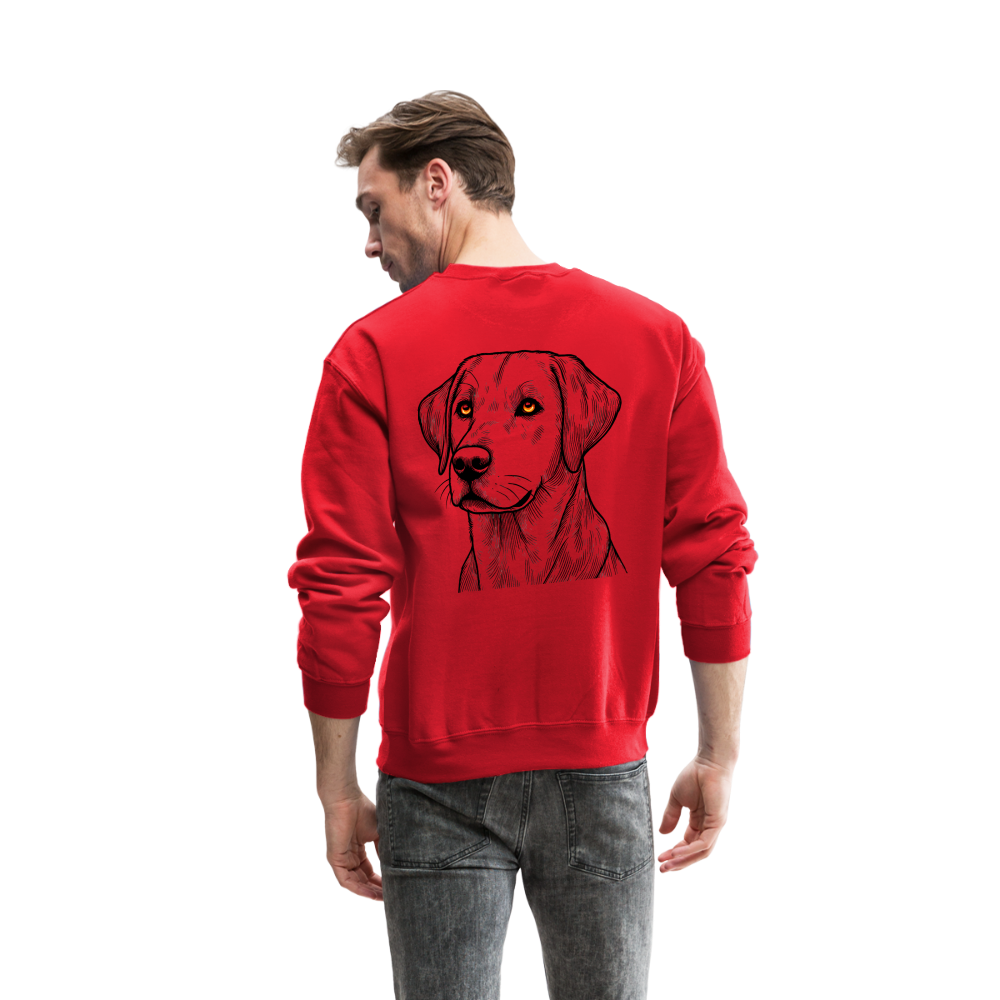 Fine Line Labrador Graphic Crewneck Sweatshirt with Logo - red