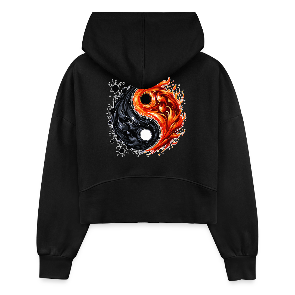 Women's Official Ink and Ember  Yin and Yang Half Zip Cropped Hoodie with Logo - black