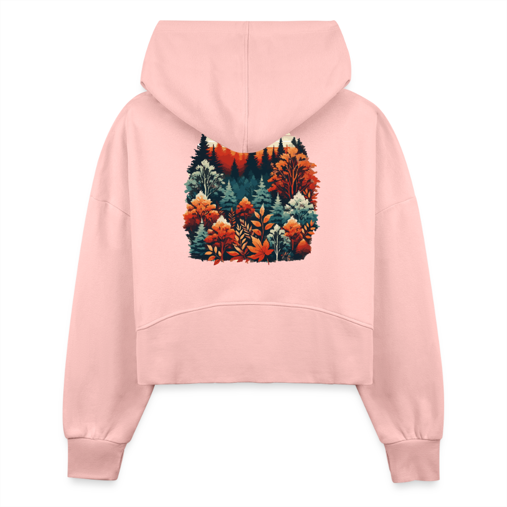 Autumn Leaves: Women's Half-zip Cropped Hoodie - light pink