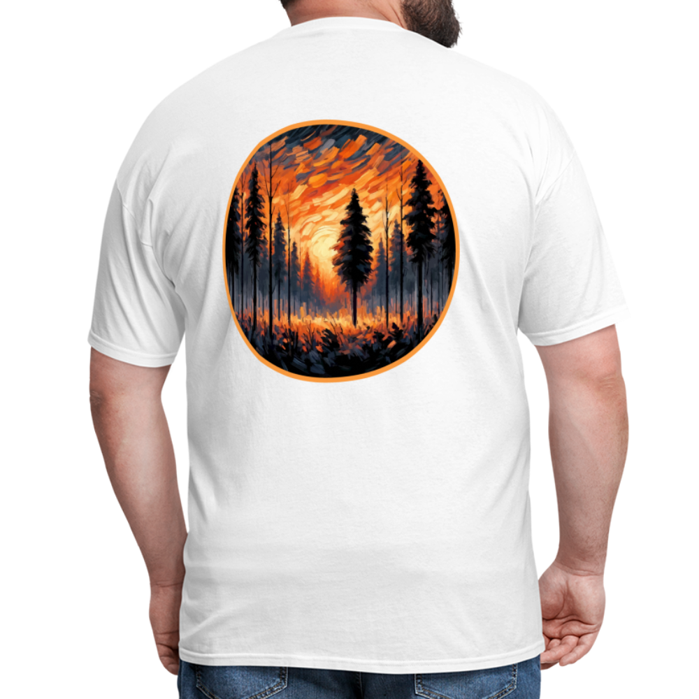 Orange Forest Sunset Unisex Classic T-Shirt with Logo - white