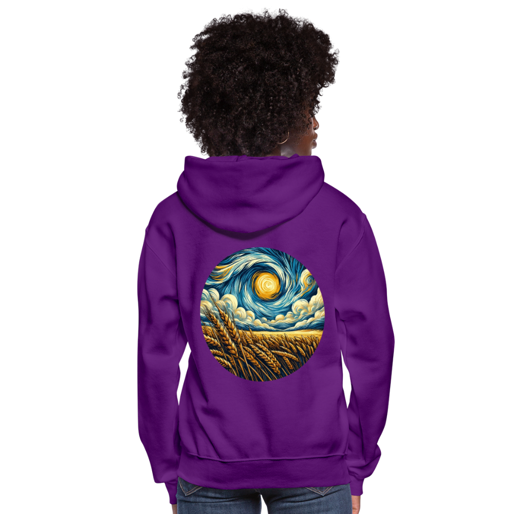 Women's Wheat Field Graphic Hoodie with Logo - purple