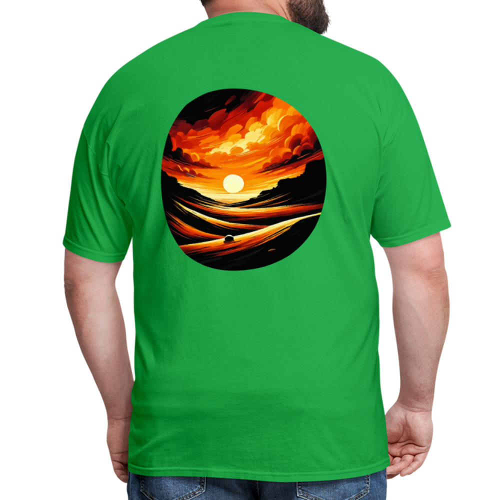 Desert Sunset Graphic Unisex Classic T-Shirt with Logo - bright green