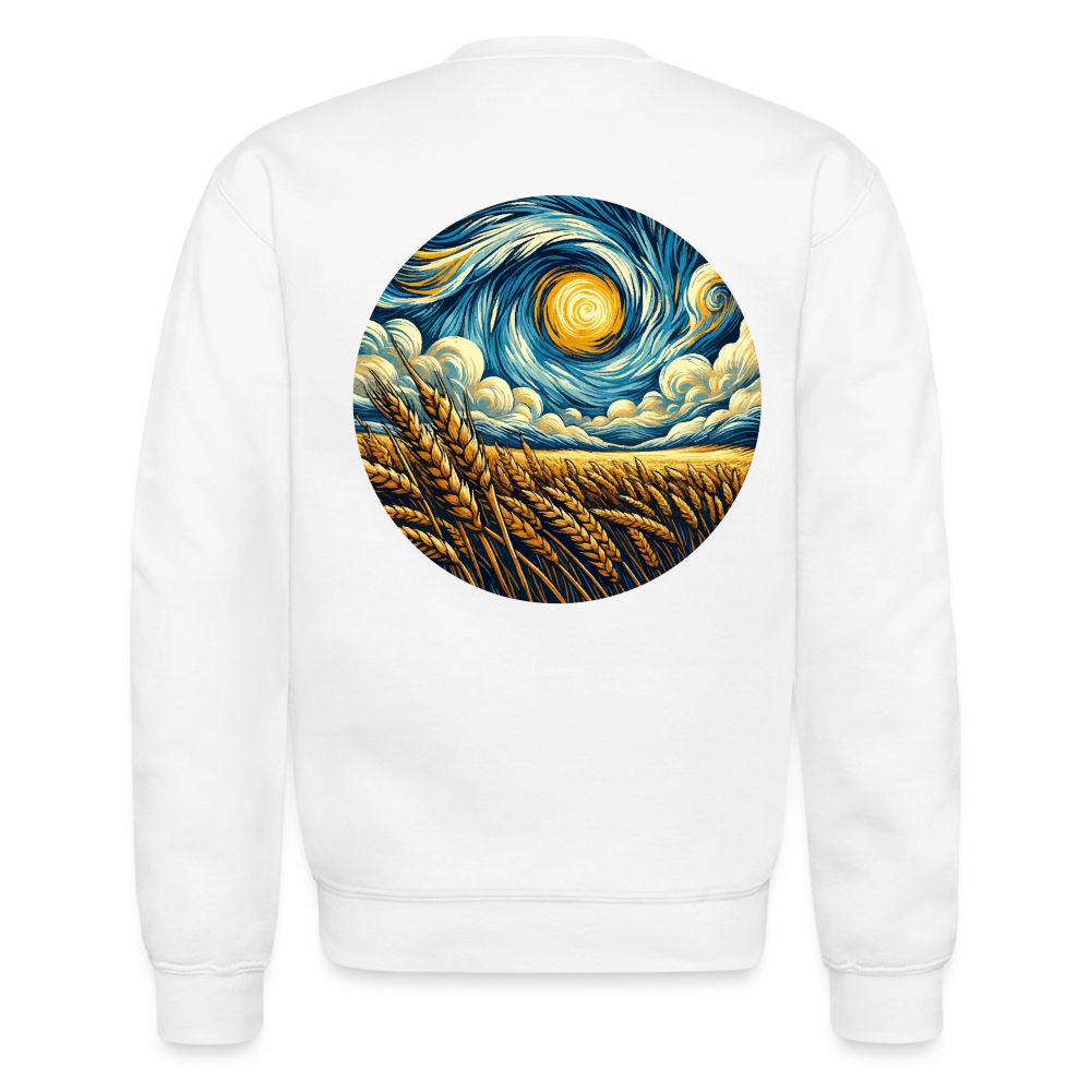 Wheat Field Graphic Crewneck Sweatshirt with Logo - white