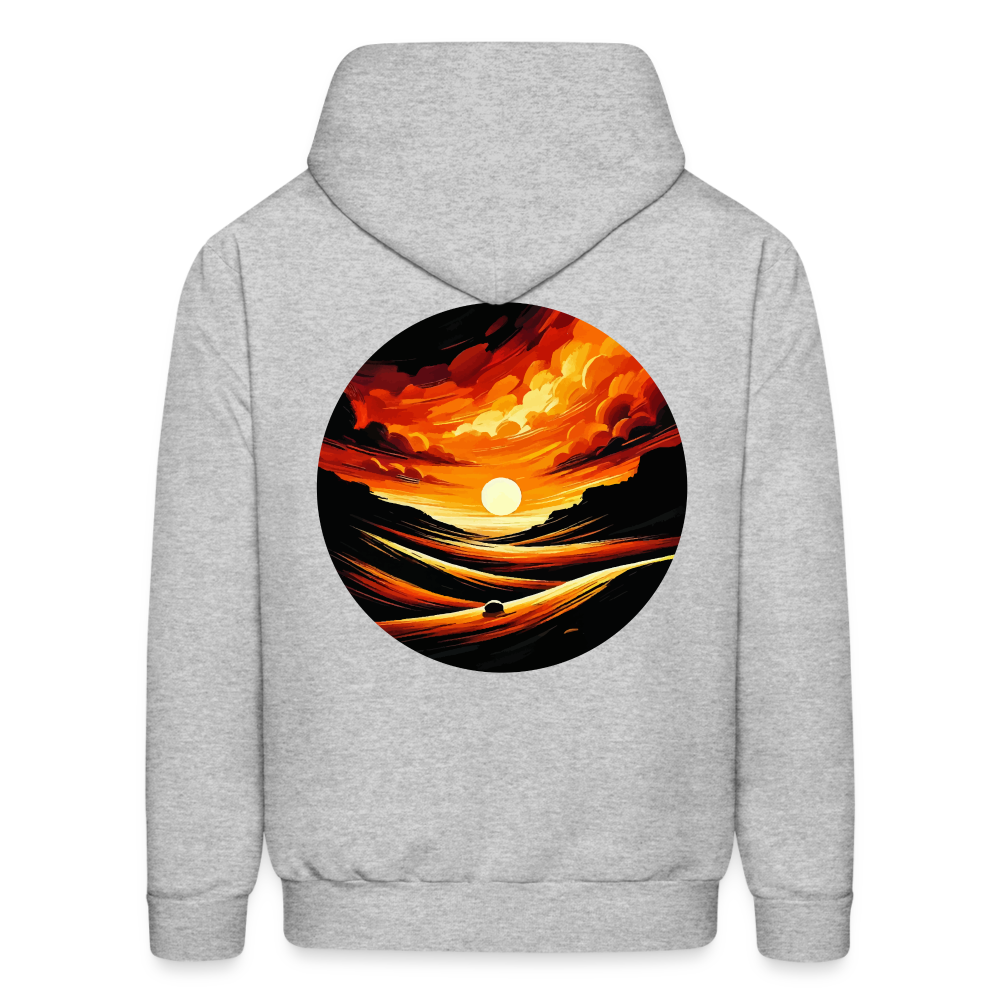 Men's Desert Sunset Graphic Hoodie with Logo - heather gray