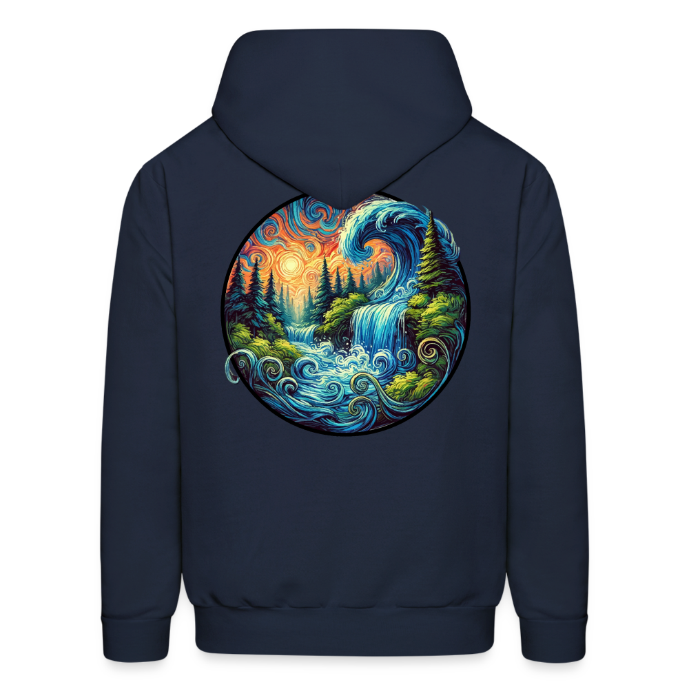 Men's Waterfall Graphic Hoodie with Logo - navy