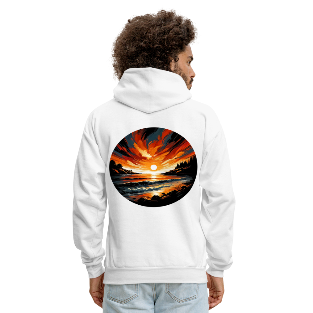 Men's Beach Sunset Graphic Hoodie with Logo - white