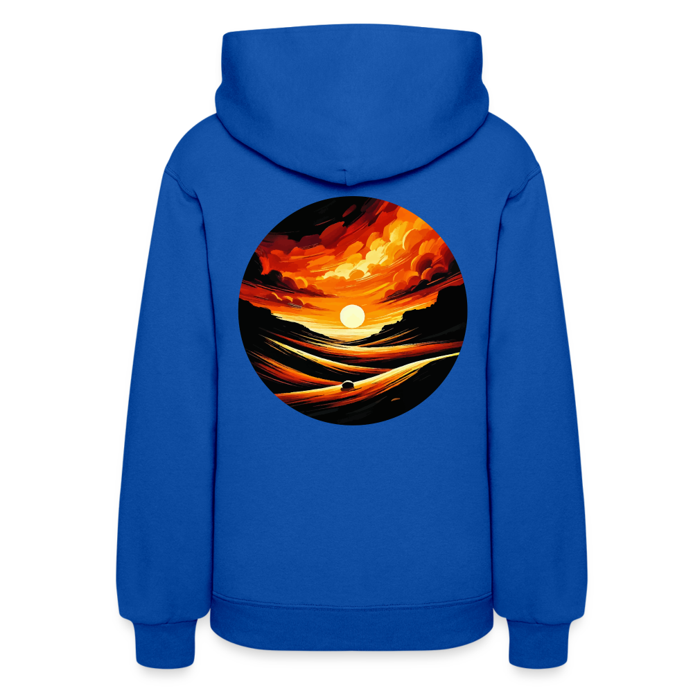 Women's Desert Sunset Graphic Hoodie with Logo - royal blue