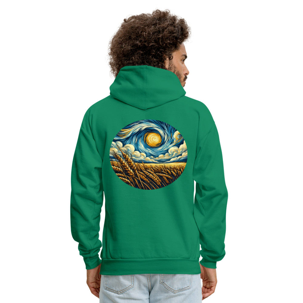 Men's Wheat Field Graphic Hoodie with Logo - kelly green