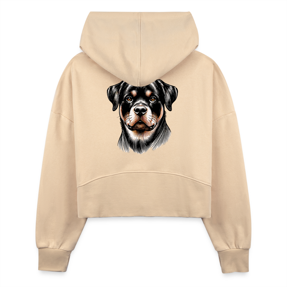 Women's Fine Line Rottweiler Graphic Half Zip Cropped Hoodie with Logo - nude