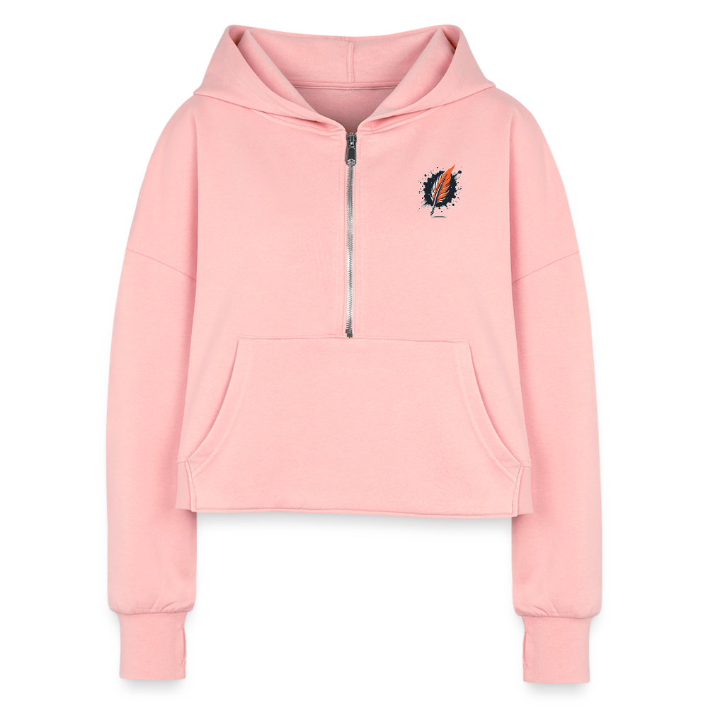 Autumn Leaves: Women's Half-zip Cropped Hoodie - light pink