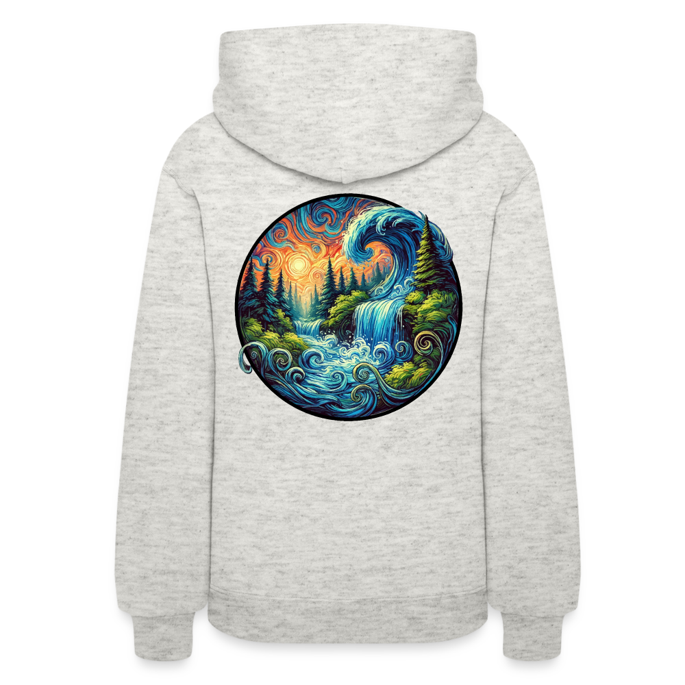 Women's Waterfall Graphic Hoodie with Logo - heather oatmeal