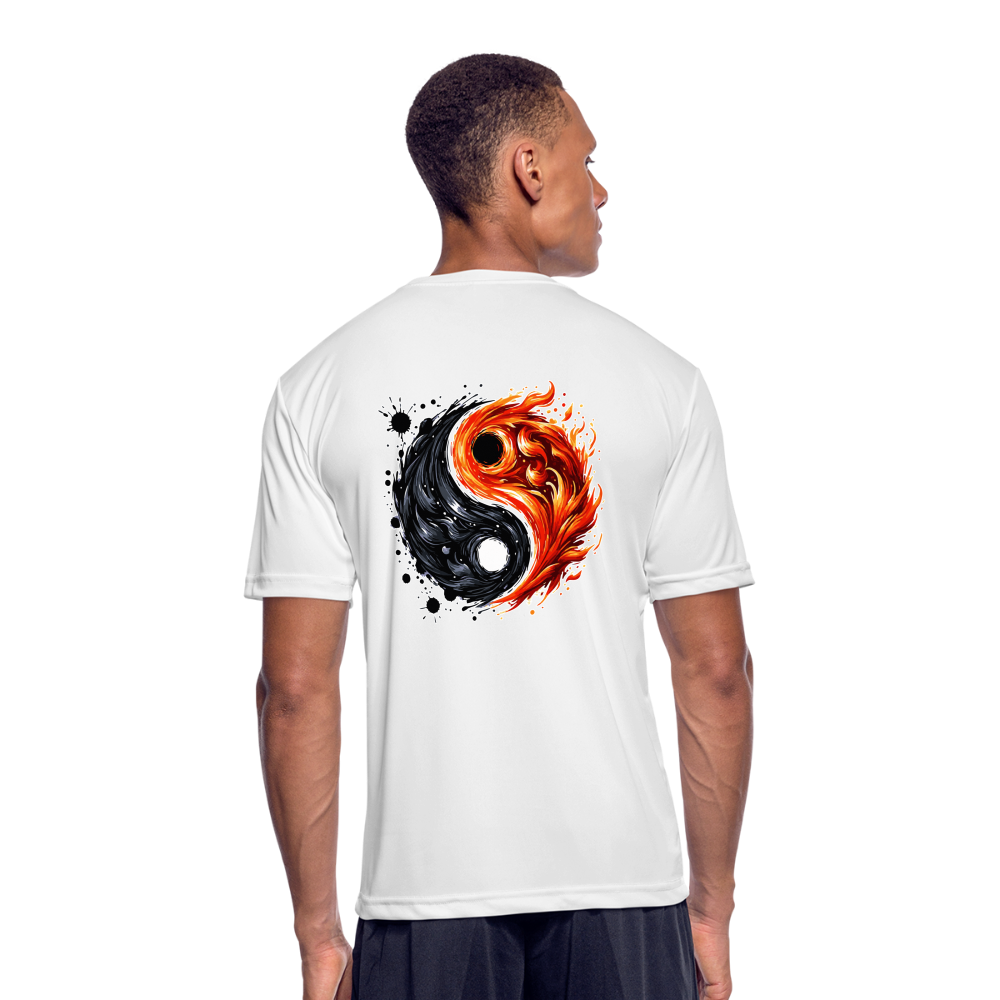 Men’s Official Ink and Ember  Yin and Yang Moisture Wicking Performance T-Shirt with Logo - white