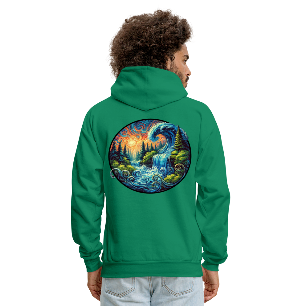 Men's Waterfall Graphic Hoodie with Logo - kelly green