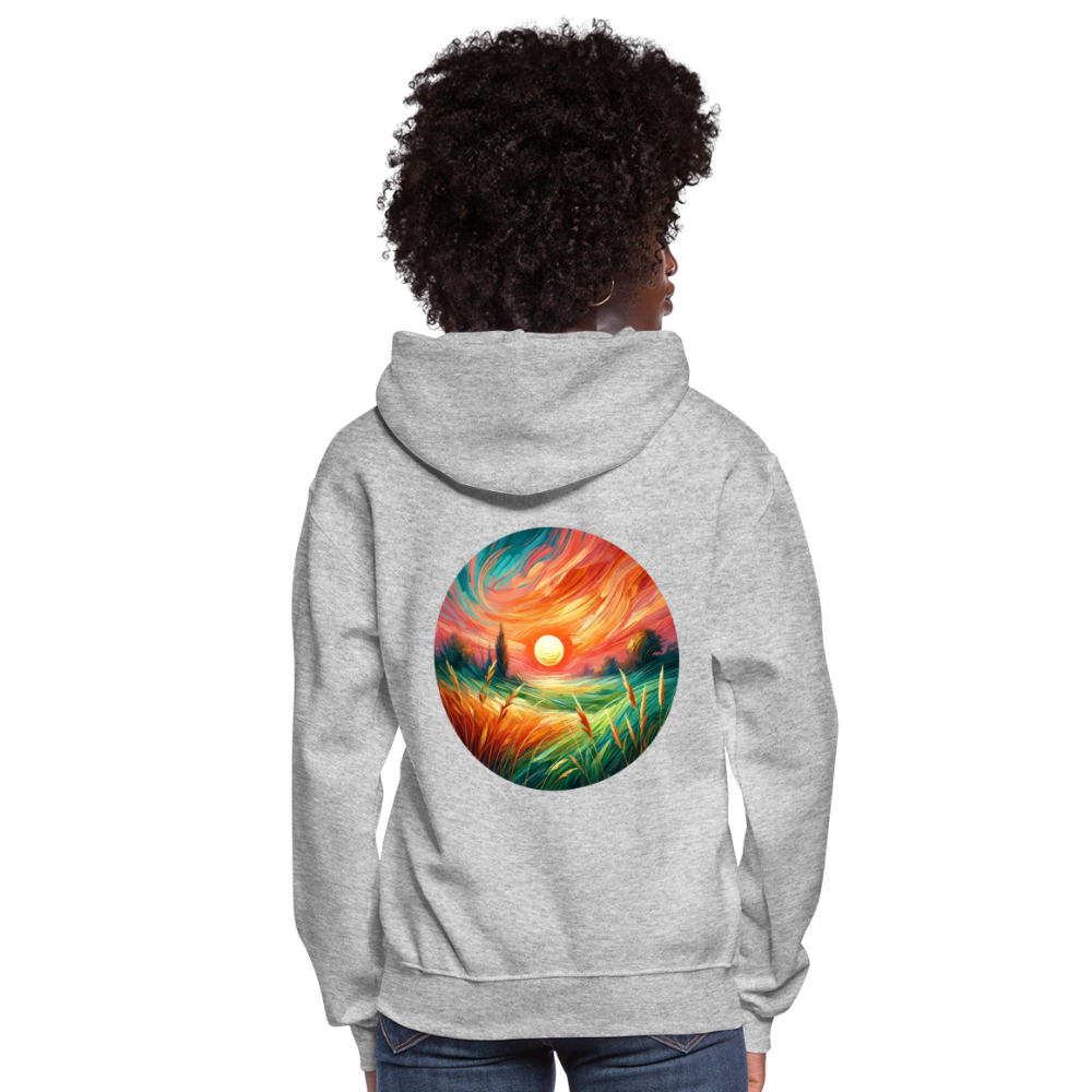 Women's Pink Wheat Field Graphic Hoodie with Logo - heather gray