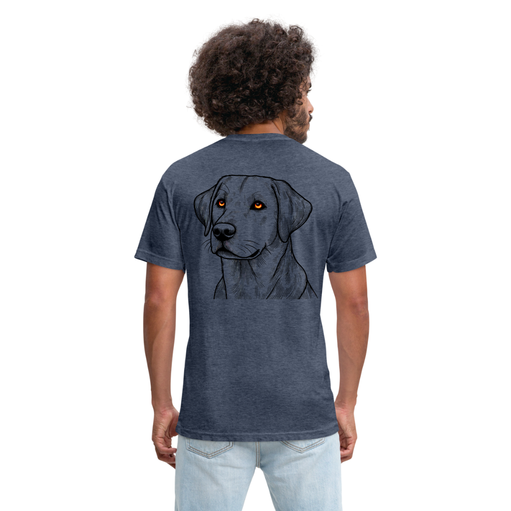 Fine Line Labrador Graphic Unisex Fitted Cotton/Poly T-Shirt with Logo - heather navy