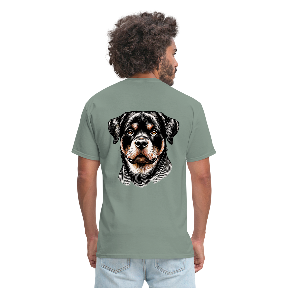 Fine Line Rottweiler Graphic Unisex Classic T-Shirt with Logo - sage