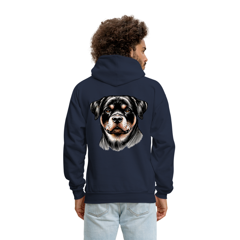 Men's Fine Line Rottweiler Graphic Hoodie with Logo - navy