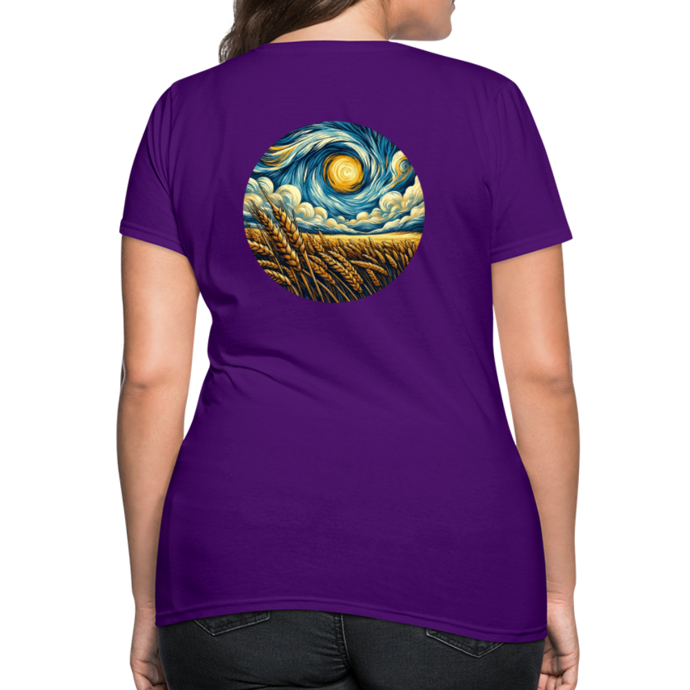 Women's Wheat Field Graphic T-Shirt with Logo - purple