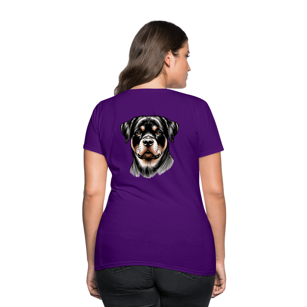 Fine Line Rottweiler Graphic Women's T-Shirt with Logo - purple