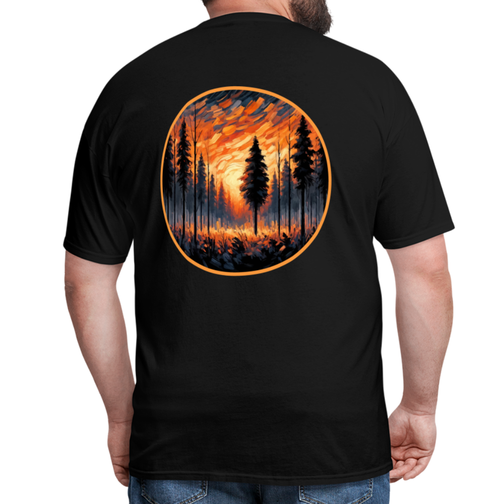 Orange Forest Sunset Unisex Classic T-Shirt with Logo - black