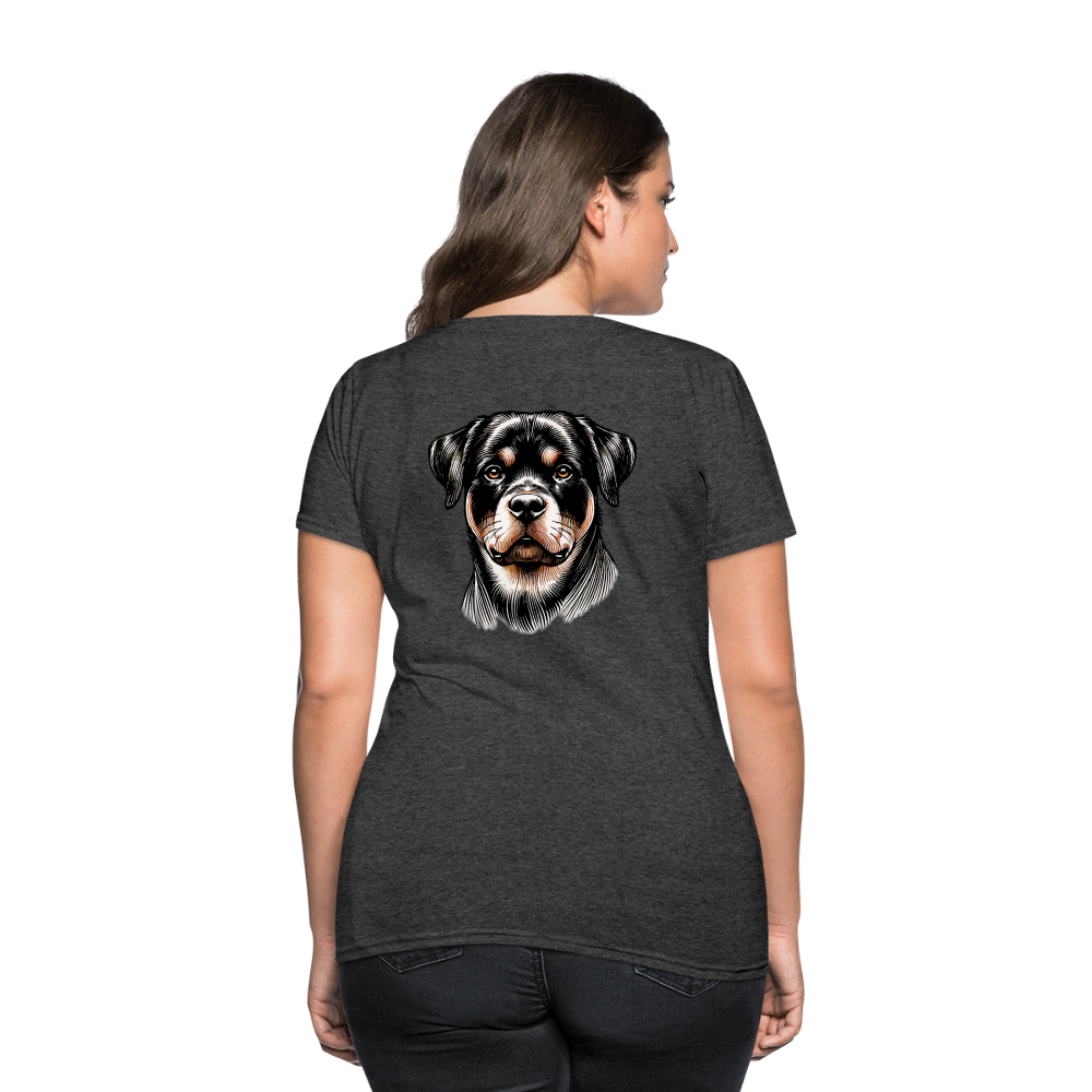 Fine Line Rottweiler Graphic Women's T-Shirt with Logo - heather black