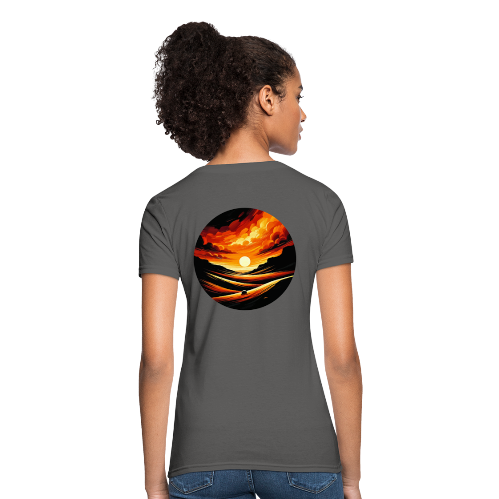 Women's Desert Sunset Graphic T-Shirt with Logo - charcoal